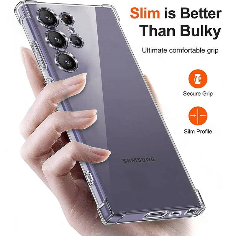 Silicone Phone Case For Samsung Galaxy S24 Ultra S23 S22 S21 FE Plus A14 A53 A34 A54 5G Shockproof Bumper Soft Back Cover