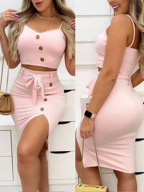 Print Split Skirt Set